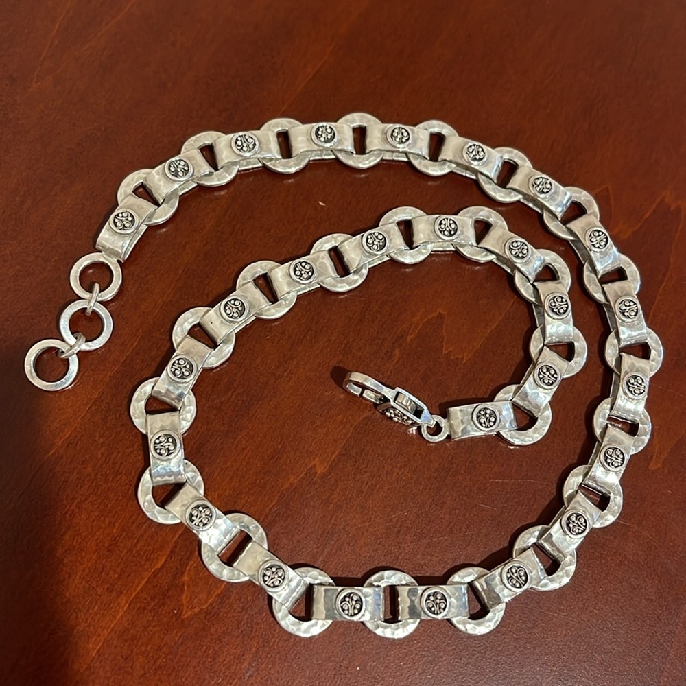 Sterling Silver Link Station Necklace w/Scrollwork & Granulation -Balinese Style